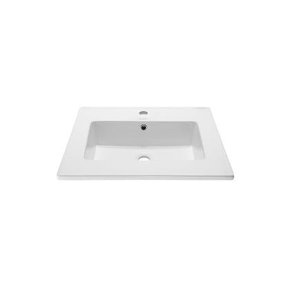 Swiss Madison Voltaire 25" x 22" Rectangular White Ceramic Bathroom Vanity Top Drop-In With Single Hole Faucet