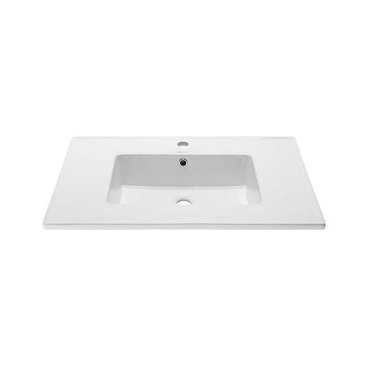 Swiss Madison Voltaire 31" x 22" Rectangular White Ceramic Bathroom Vanity Top Drop-In Sink With Single Hole Faucet