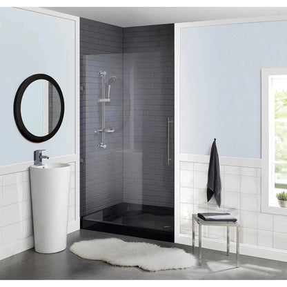 Swiss Madison Voltaire 36" x 36" Three-Wall Alcove Black Center Drain Shower Base With Built-In Integral Flange