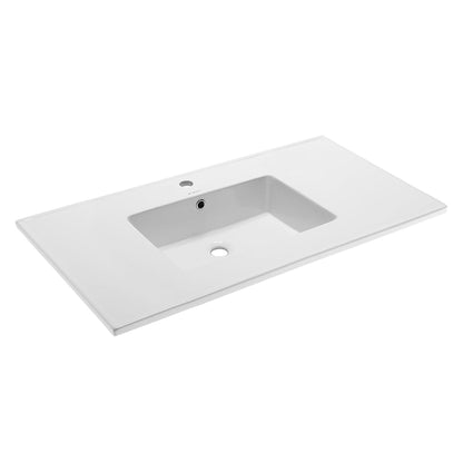 Swiss Madison Voltaire 37" x 22" Rectangular White Ceramic Bathroom Vanity Top Drop-In Sink With Single Hole Faucet
