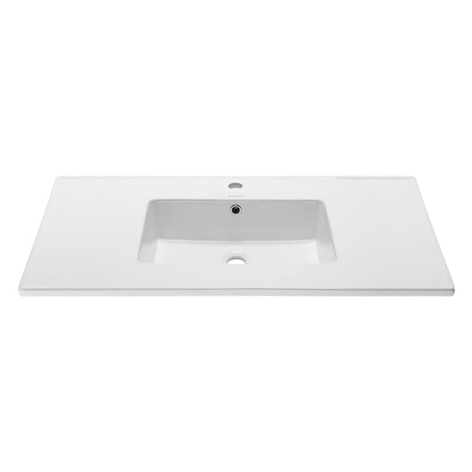 Swiss Madison Voltaire 37" x 22" Rectangular White Ceramic Bathroom Vanity Top Drop-In Sink With Single Hole Faucet