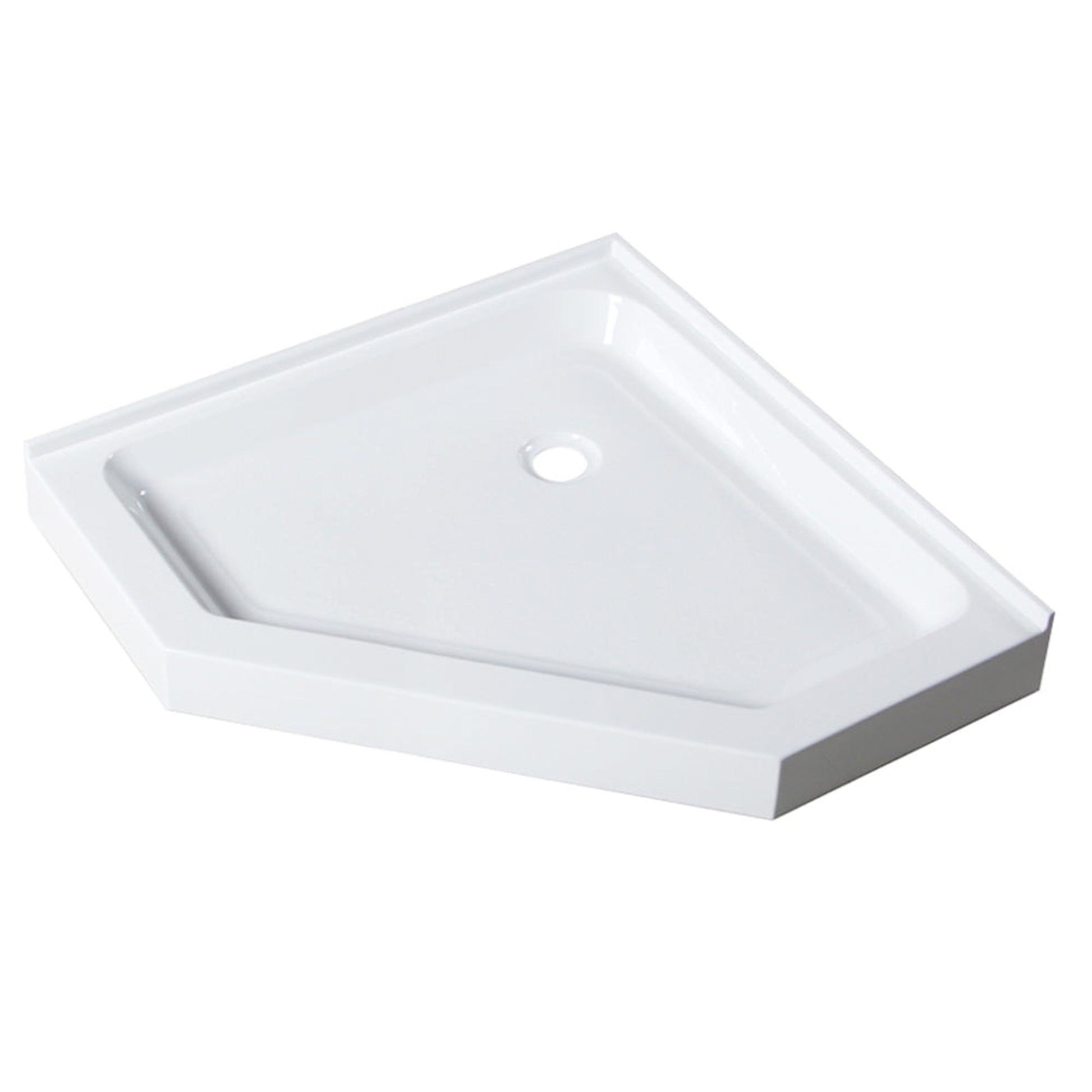 Swiss Madison Voltaire 42" x 42" Cornered White Center Drain Shower Base With Built-In Integral Flange