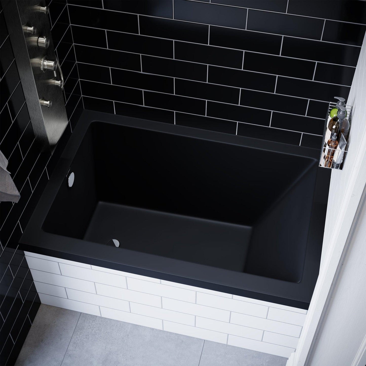 Swiss Madison Voltaire 48" x 32" Matte Black Left-Hand Drain Alcove Bathtub With Built-In Flange & Adjustable Feet