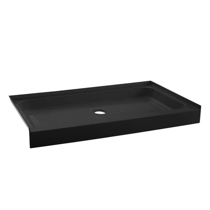 Swiss Madison Voltaire 48" x 32" Three-Wall Alcove Black Center Drain Shower Base With Built-In Integral Flange