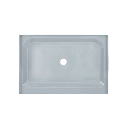 Swiss Madison Voltaire 48" x 32" Three-Wall Alcove Gray Center Drain Shower Base With Built-In Integral Flange