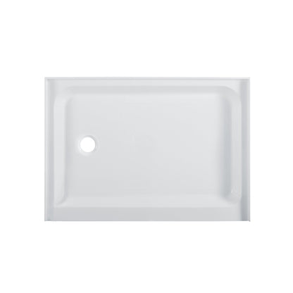 Swiss Madison Voltaire 48" x 36" Three-Wall Alcove White Left-Hand Drain Shower Base With Built-In Integral Flange