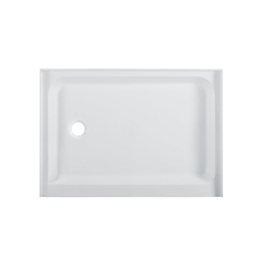 Swiss Madison Voltaire 48" x 36" Three-Wall Alcove White Left-Hand Drain Shower Base With Built-In Integral Flange