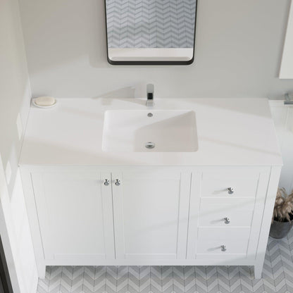 Swiss Madison Voltaire 49" x 22" Rectangular White Ceramic Bathroom Vanity Top Drop-In Sink With Single Hole Faucet
