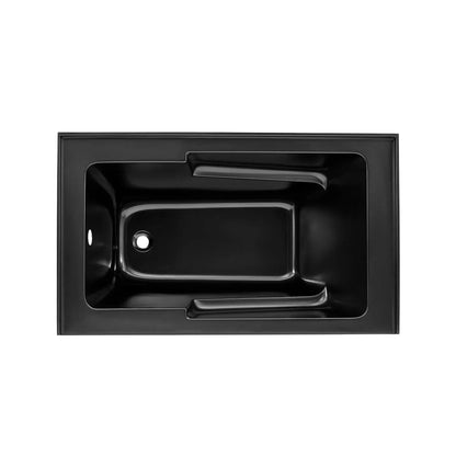 Swiss Madison Voltaire 54" x 30" Matte Black Left-Hand Drain Alcove Bathtub With Integrated Armrest and Built-In Flange & Apron Front