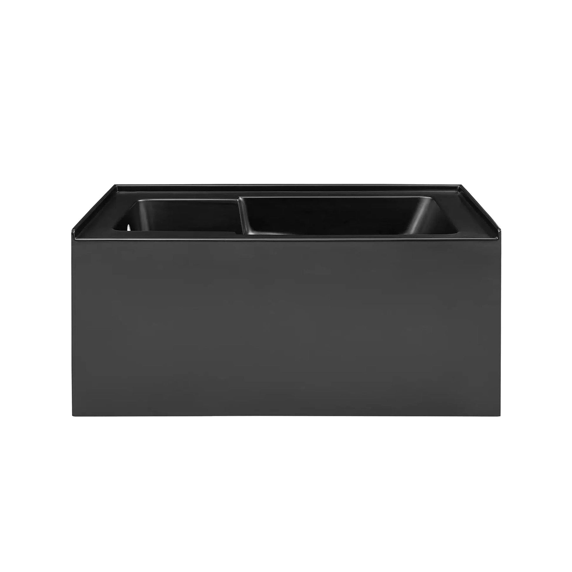 Swiss Madison Voltaire 54" x 30" Matte Black Left-Hand Drain Alcove Bathtub With Integrated Armrest and Built-In Flange & Apron Front