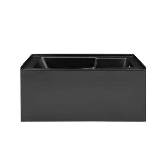 Swiss Madison Voltaire 54" x 30" Matte Black Right-Hand Drain Alcove Bathtub With Integrated Armrest and Built-In Flange & Apron Front