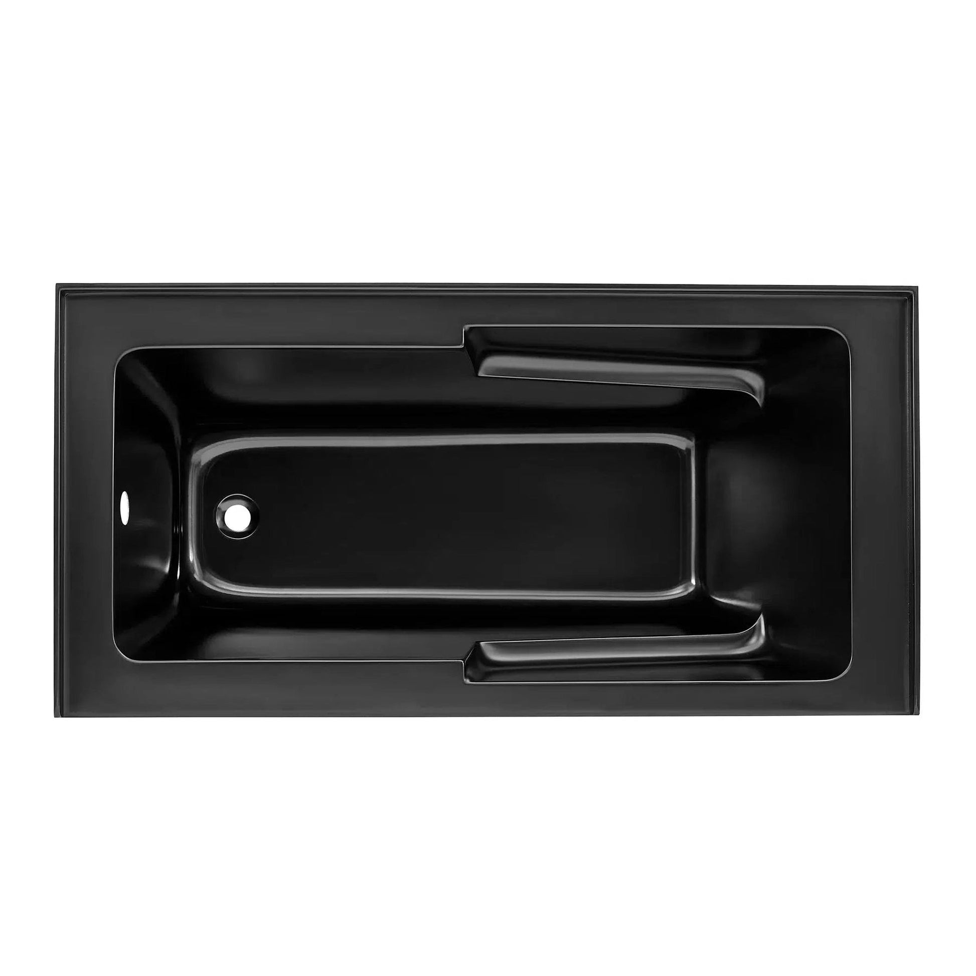 Swiss Madison Voltaire 60" x 30" Matte Black Left-Hand Drain Alcove Bathtub With Integrated Armrest and Built-In Flange & Apron Front