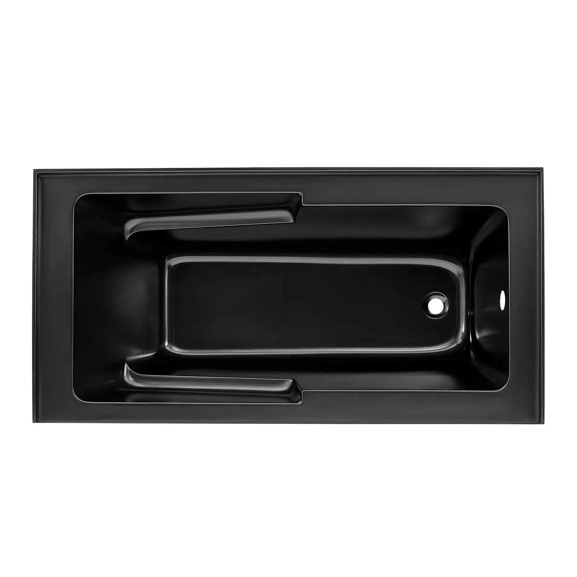 Swiss Madison Voltaire 60" x 30" Matte Black Right-Hand Drain Alcove Bathtub With Integrated Armrest and Built-In Flange & Apron Front