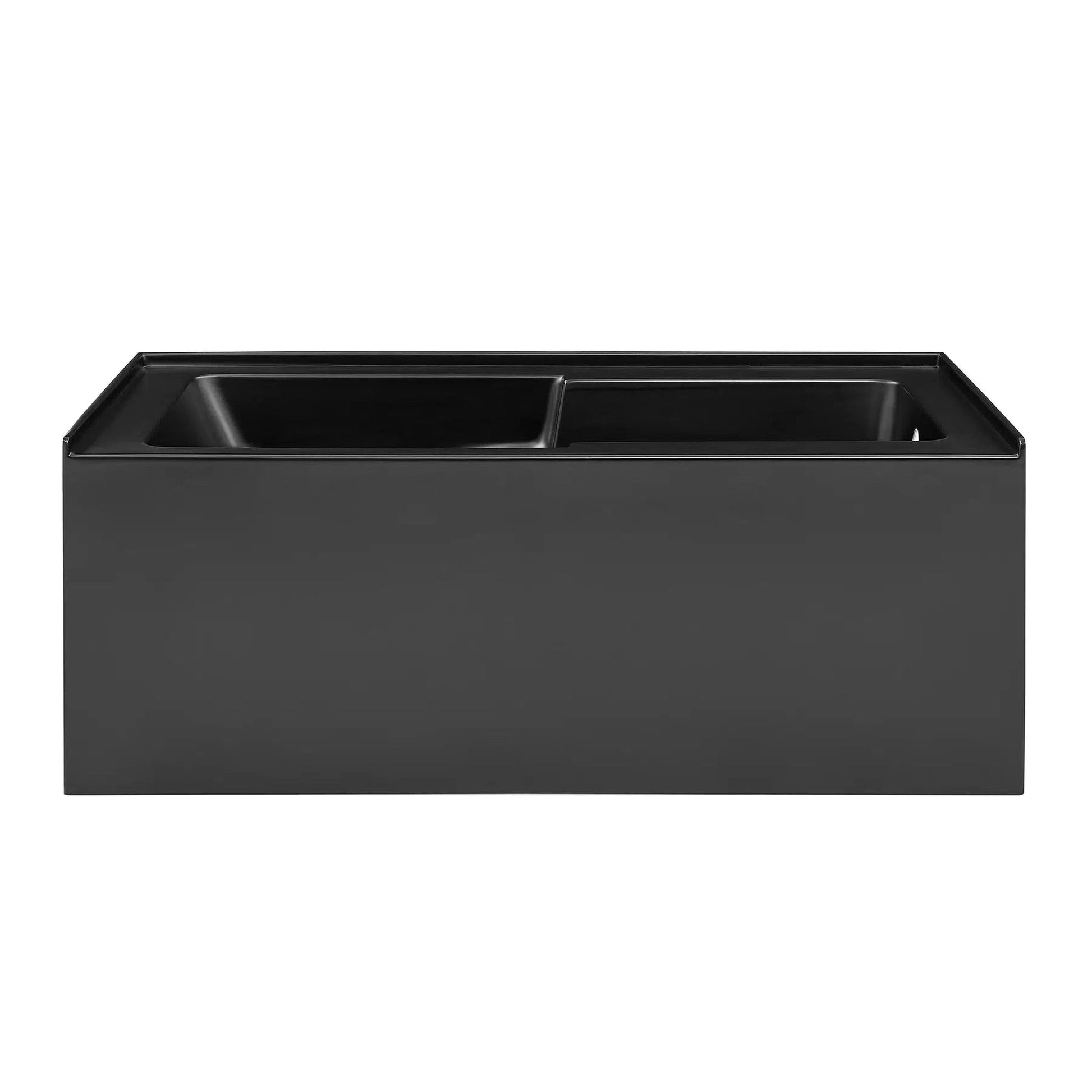 Swiss Madison Voltaire 60" x 30" Matte Black Right-Hand Drain Alcove Bathtub With Integrated Armrest and Built-In Flange & Apron Front
