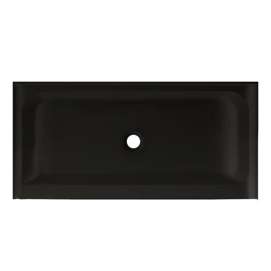 Swiss Madison Voltaire 60" x 30" Three-Wall Alcove Black Center Drain Shower Base With Built-In Integral Flange
