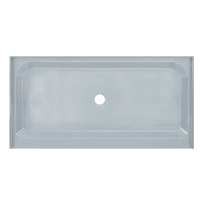Swiss Madison Voltaire 60" x 30" Three-Wall Alcove Gray Center Drain Shower Base With Built-In Integral Flange