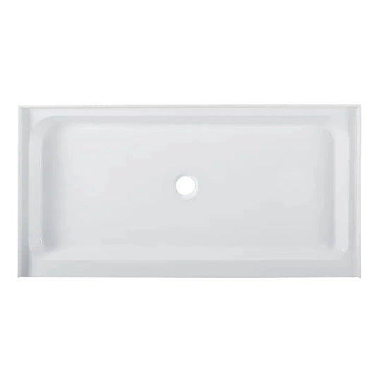Swiss Madison Voltaire 60" x 30" Three-Wall Alcove White Center Drain Shower Base With Built-In Integral Flange