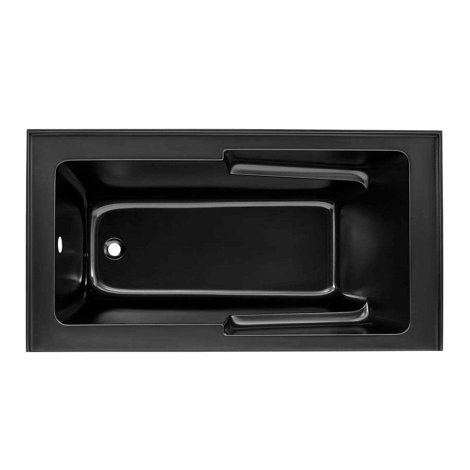 Swiss Madison Voltaire 60" x 32" Matte Black Left-Hand Drain Alcove Bathtub With Integrated Armrest and Built-In Flange & Apron Front