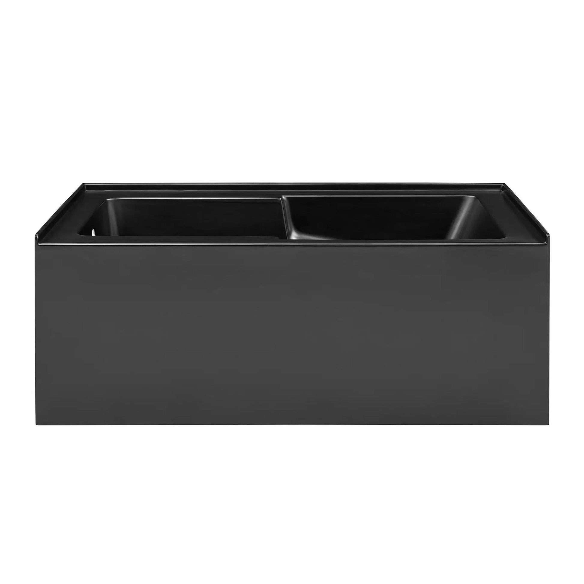 Swiss Madison Voltaire 60" x 32" Matte Black Left-Hand Drain Alcove Bathtub With Integrated Armrest and Built-In Flange & Apron Front