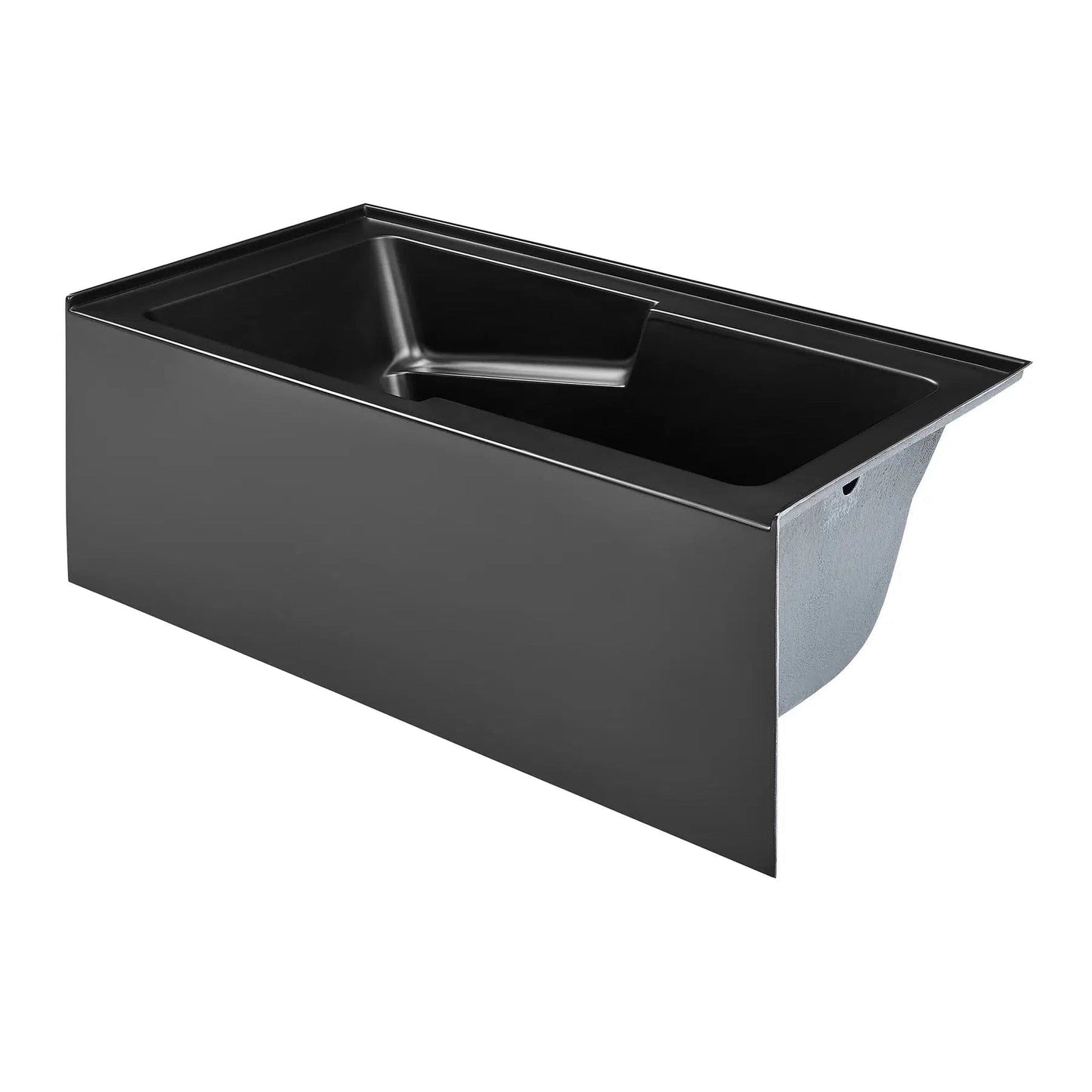 Swiss Madison Voltaire 60" x 32" Matte Black Right-Hand Drain Alcove Bathtub With Integrated Armrest and Built-In Flange & Apron Front
