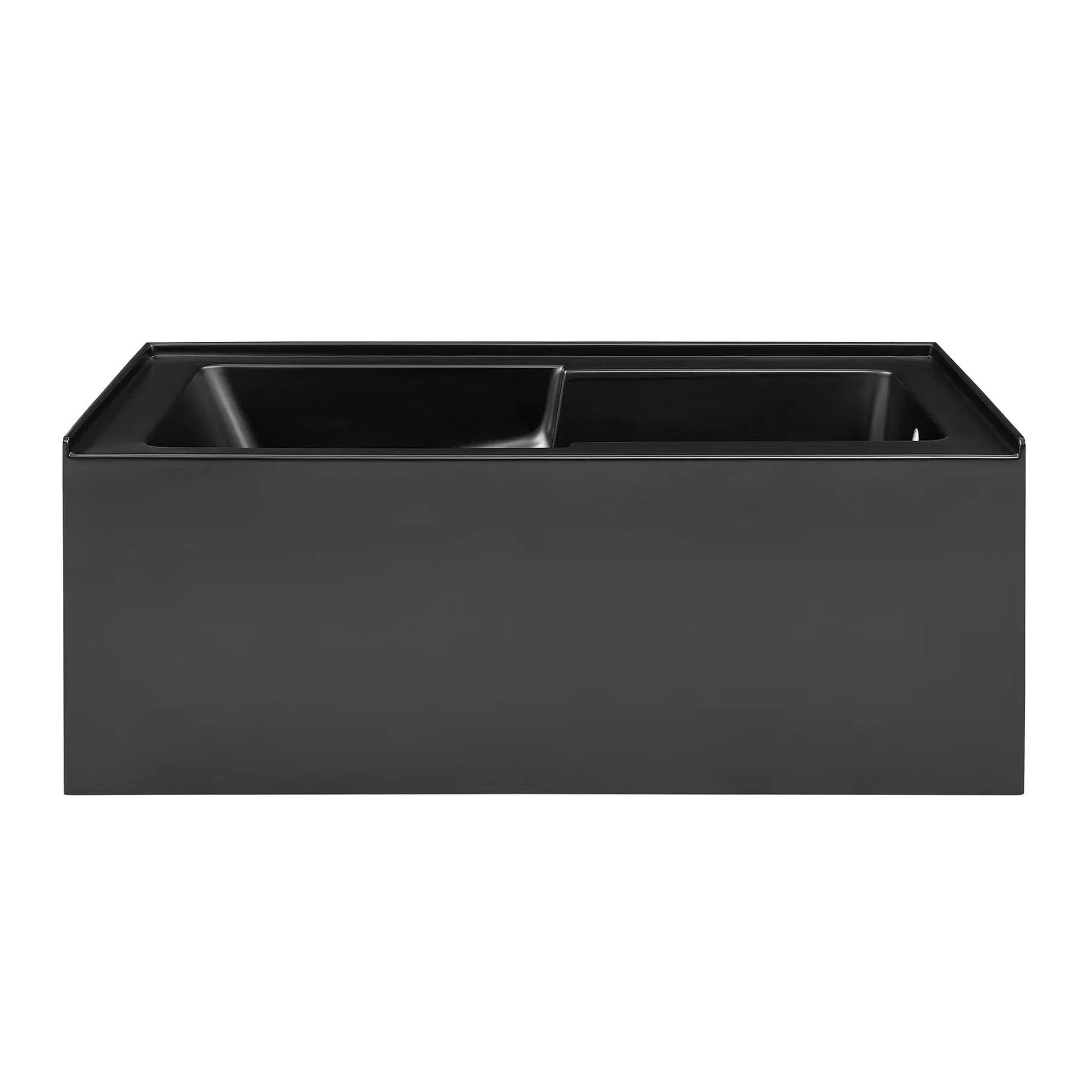 Swiss Madison Voltaire 60" x 32" Matte Black Right-Hand Drain Alcove Bathtub With Integrated Armrest and Built-In Flange & Apron Front