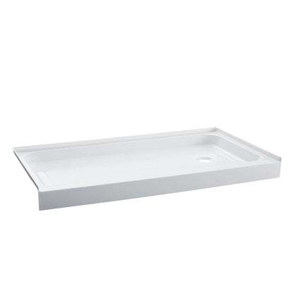 Swiss Madison Voltaire 60" x 32" Three-Wall Alcove White Right-Hand Drain Shower Base With Built-In Integral Flange