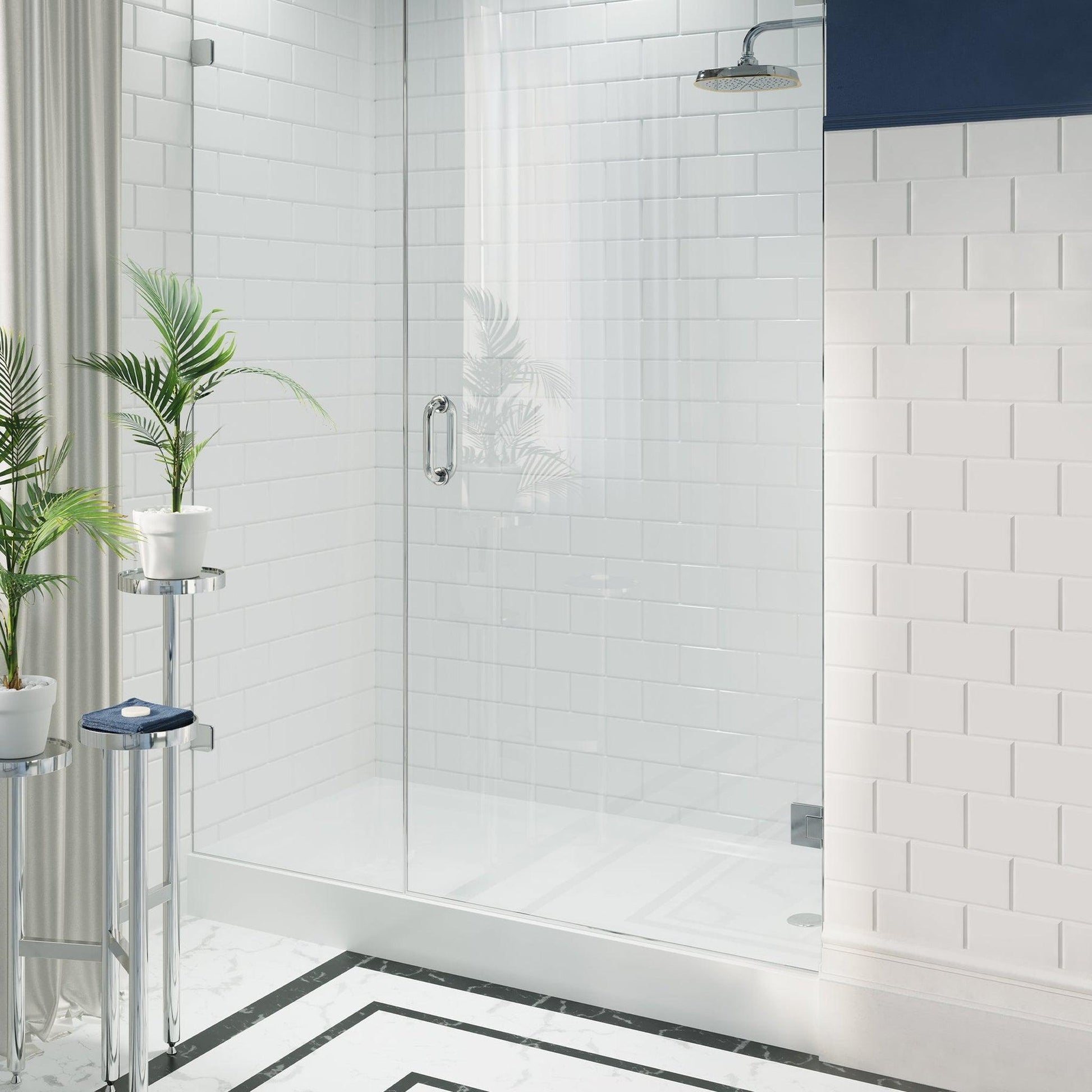Swiss Madison Voltaire 60" x 32" Three-Wall Alcove White Right-Hand Drain Shower Base With Built-In Integral Flange