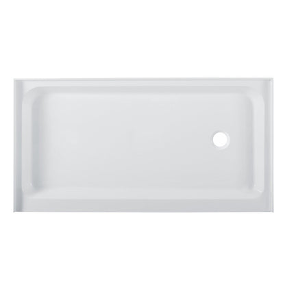 Swiss Madison Voltaire 60" x 32" Three-Wall Alcove White Right-Hand Drain Shower Base With Built-In Integral Flange