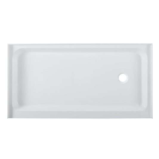 Swiss Madison Voltaire 60" x 32" Three-Wall Alcove White Right-Hand Drain Shower Base With Built-In Integral Flange