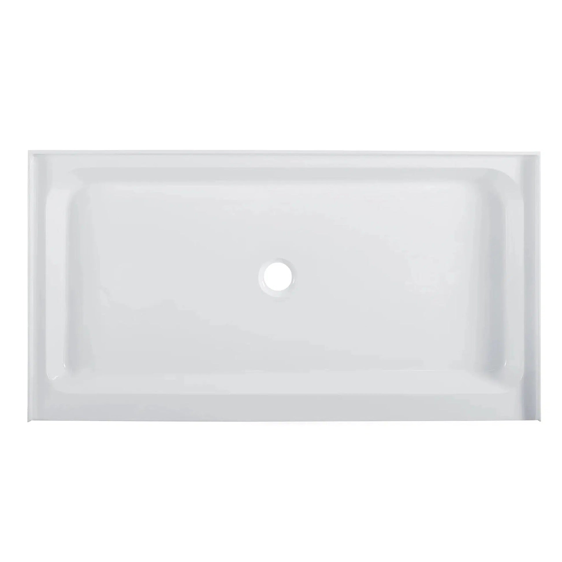 Swiss Madison Voltaire 60" x 34" Three-Wall Alcove White Center Drain Shower Base With Built-In Integral Flange