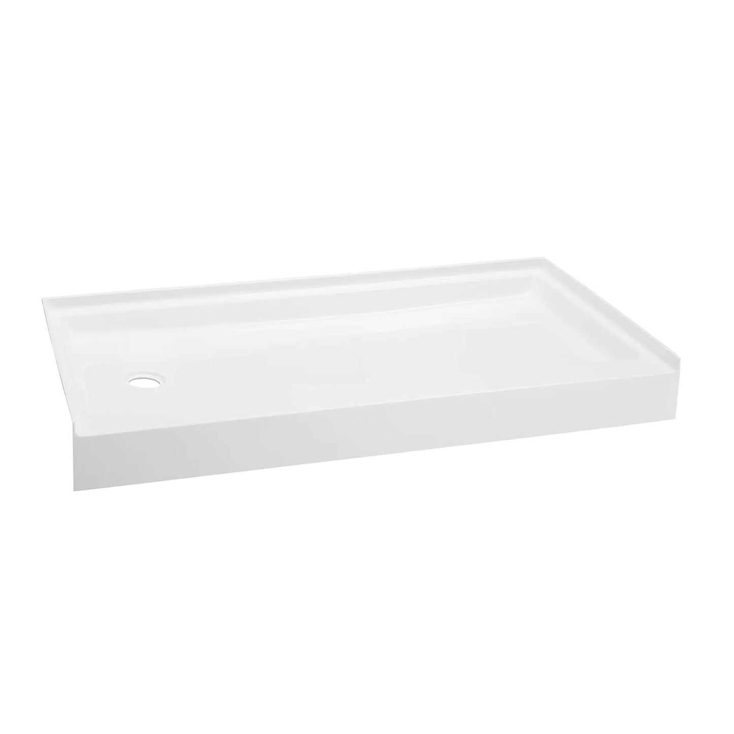 Swiss Madison Voltaire 60" x 34" Three-Wall Alcove White Left-Hand Drain Shower Base With Built-In Integral Flange