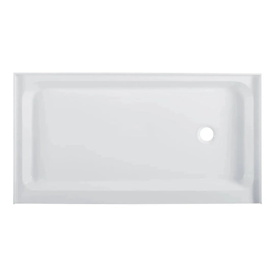 Swiss Madison Voltaire 60" x 34" Three-Wall Alcove White Right-Hand Drain Shower Base With Built-In Integral Flange