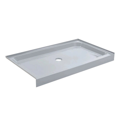 Swiss Madison Voltaire 60" x 36" Three-Wall Alcove Gray Center Drain Shower Base With Built-In Integral Flange