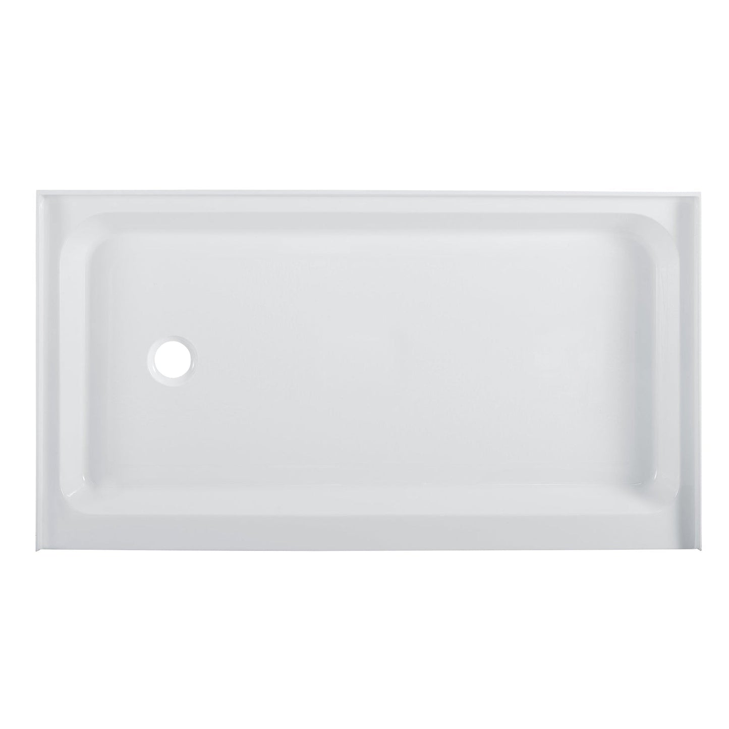 Swiss Madison Voltaire 60" x 36" Three-Wall Alcove White Left-Hand Drain Shower Base With Built-In Integral Flange