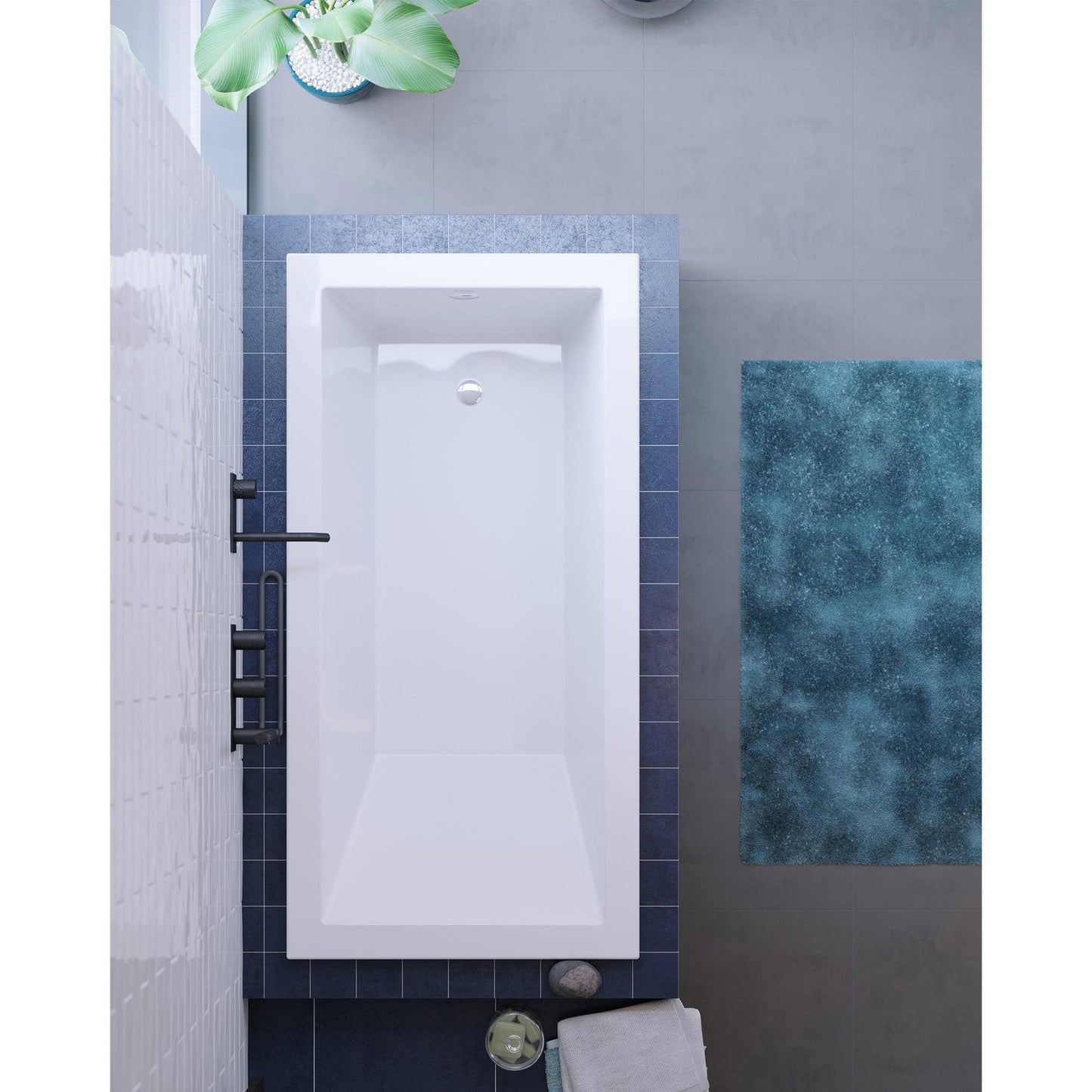 Swiss Madison Voltaire 60" x 36" White Reversible Drain Drop-In Bathtub With Adjustable Feet