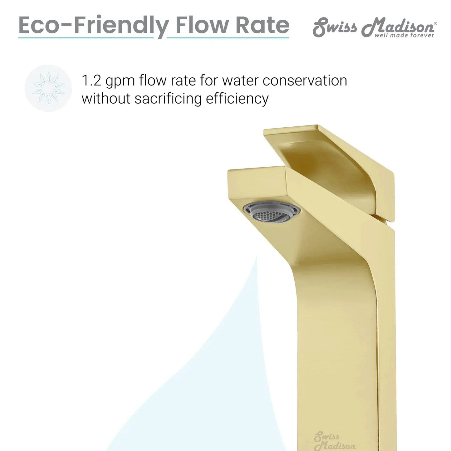 Swiss Madison Voltaire 7" Brushed Gold Single Hole Bathroom Faucet With Flow Rate of 1.5 GPM