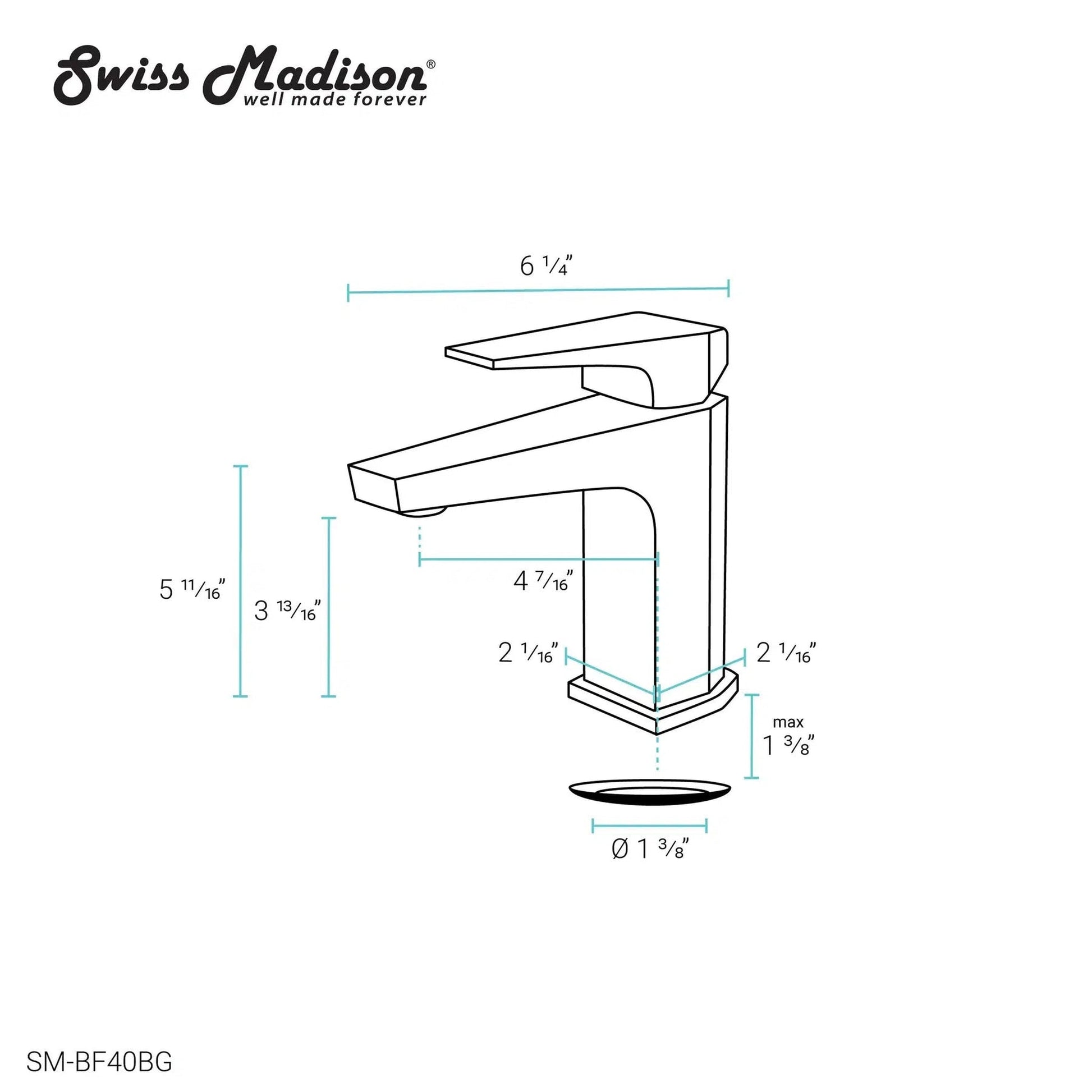 Swiss Madison Voltaire 7" Brushed Gold Single Hole Bathroom Faucet With Flow Rate of 1.5 GPM