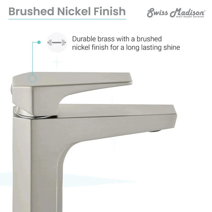 Swiss Madison Voltaire 7" Brushed Nickel Single Hole Bathroom Faucet With Flow Rate of 1.5 GPM