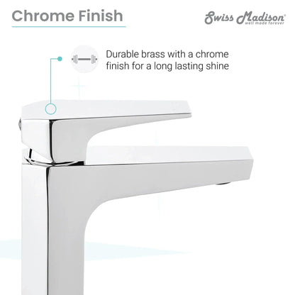 Swiss Madison Voltaire 7" Chrome Single Hole Bathroom Faucet With Flow Rate of 1.5 GPM