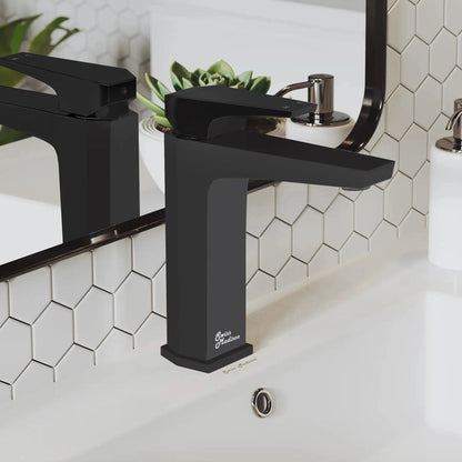 Swiss Madison Voltaire 7" Matte Black Single Hole Bathroom Faucet With Flow Rate of 1.5 GPM
