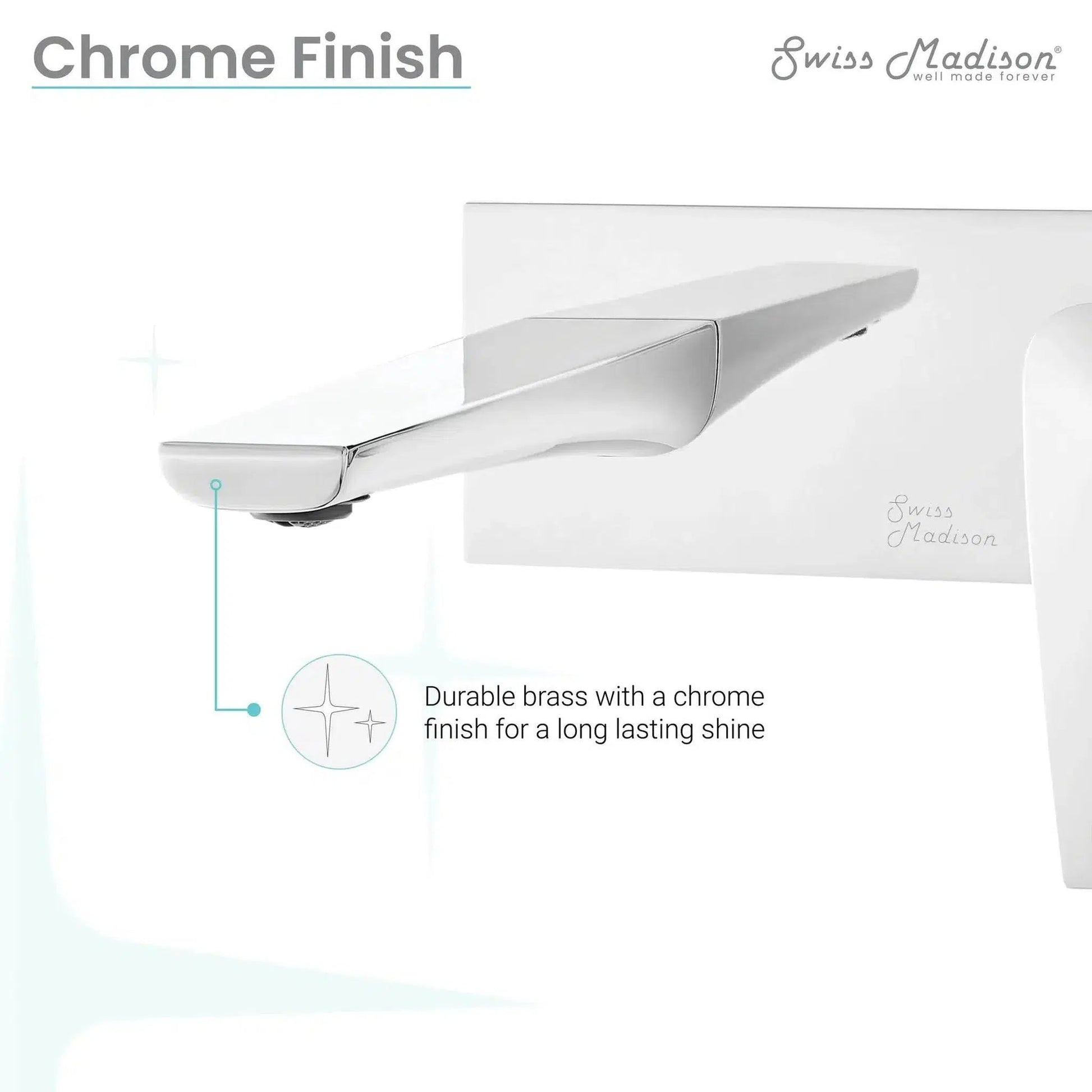 Swiss Madison Voltaire 9" Chrome Two Hole Wall-Mounted Bathroom Faucet With Single Lever Handle and 1.5 GPM Flow Rate