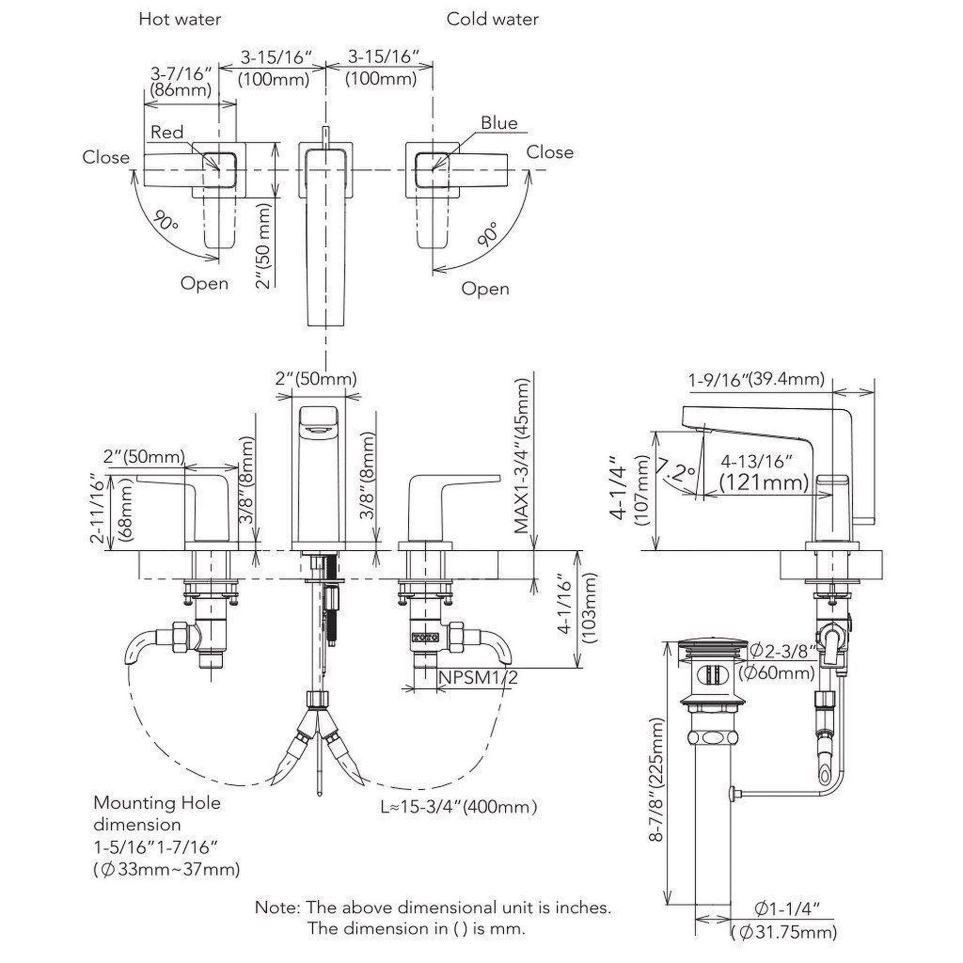 TOTO GB 1.2 GPM Brushed Nickel Two-Handle Widespread Bathroom Sink Faucet With Drain Assembly