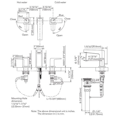 TOTO GB 1.2 GPM Brushed Nickel Two-Handle Widespread Bathroom Sink Faucet With Drain Assembly