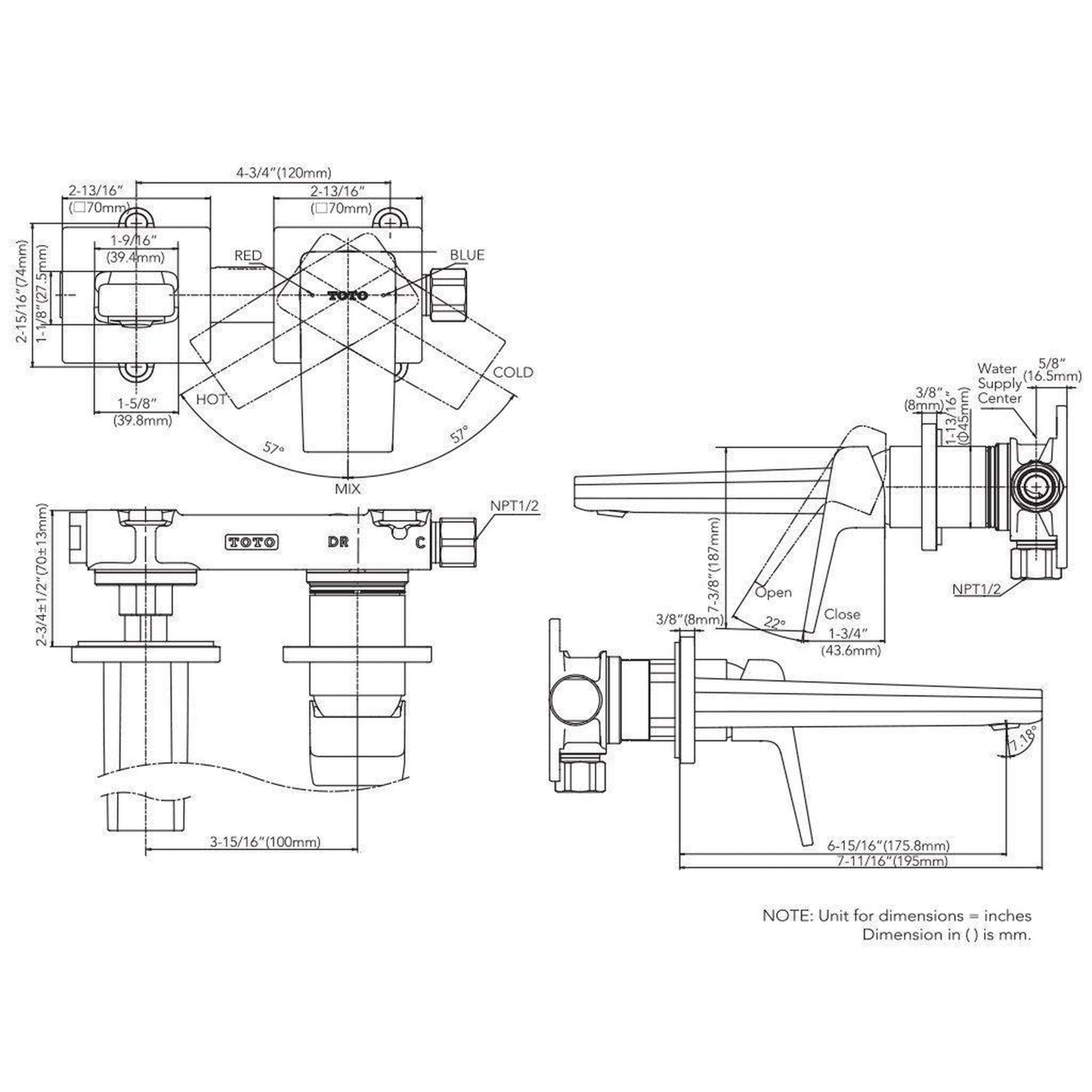 TOTO GB 1.2 GPM Polished Bronze Single-Handle Short Wall-Mounted Bathroom Sink Faucet With Comfort Glide
