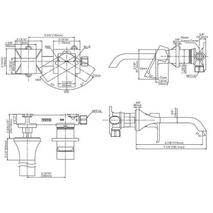 TOTO GC Brushed Nickel 1.2 GPM Single-Handle Wall-Mounted Short Bathroom Sink Faucet With Comfort Glide