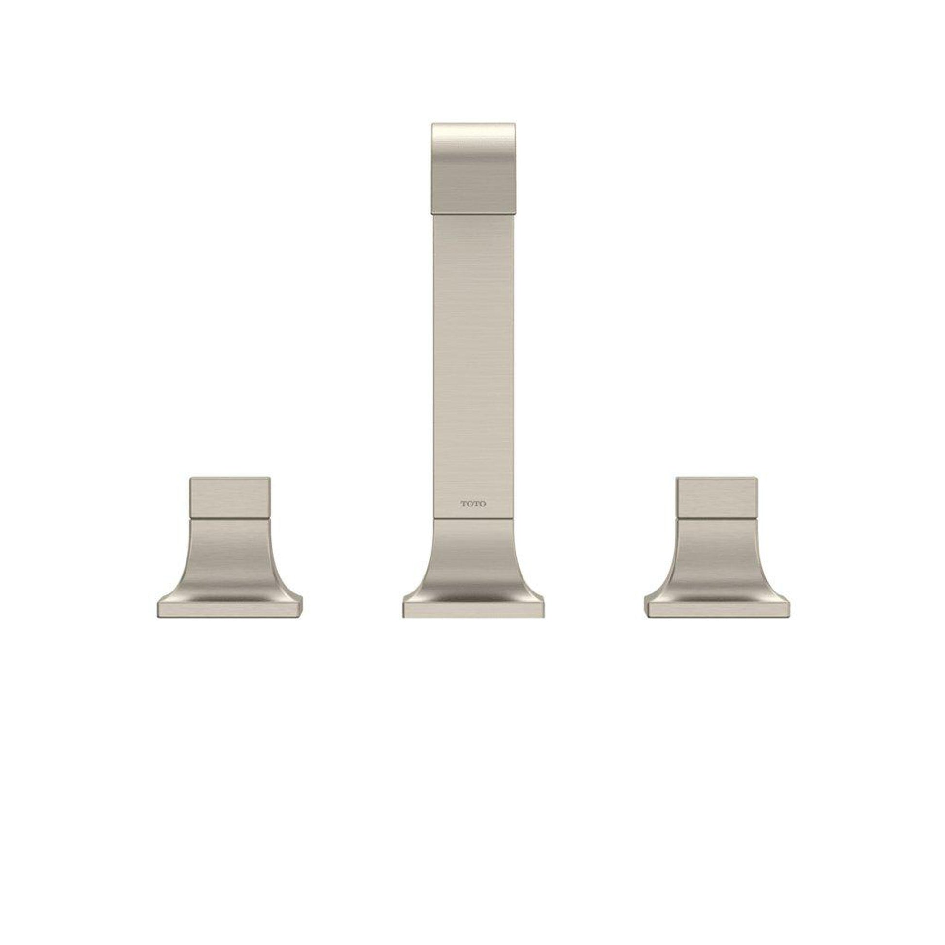 TOTO GC Brushed Nickel 1.2 GPM Two-Handle Widespread Bathroom Sink Faucet With Drain Assembly