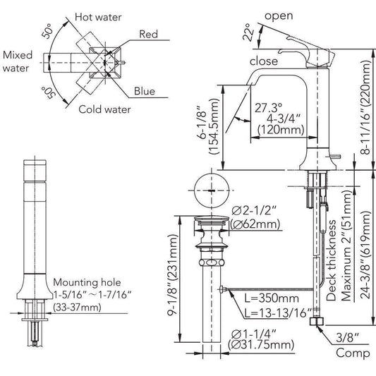 TOTO GC Polished French Gold 1.2 GPM Single-Handle Semi-Vessel Bathroom Sink Faucet With Comfort Glide