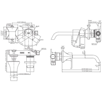 TOTO GC Polished Nickel 1.2 GPM Single-Handle Wall-Mounted Long Bathroom Sink Faucet With Comfort Glide