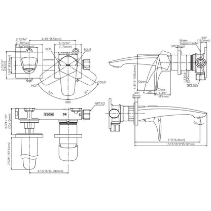 TOTO GM 1.2 GPM Polished Nickel Single-Handle Wall-Mounted Short Bathroom Sink Faucet With Comfort Glide