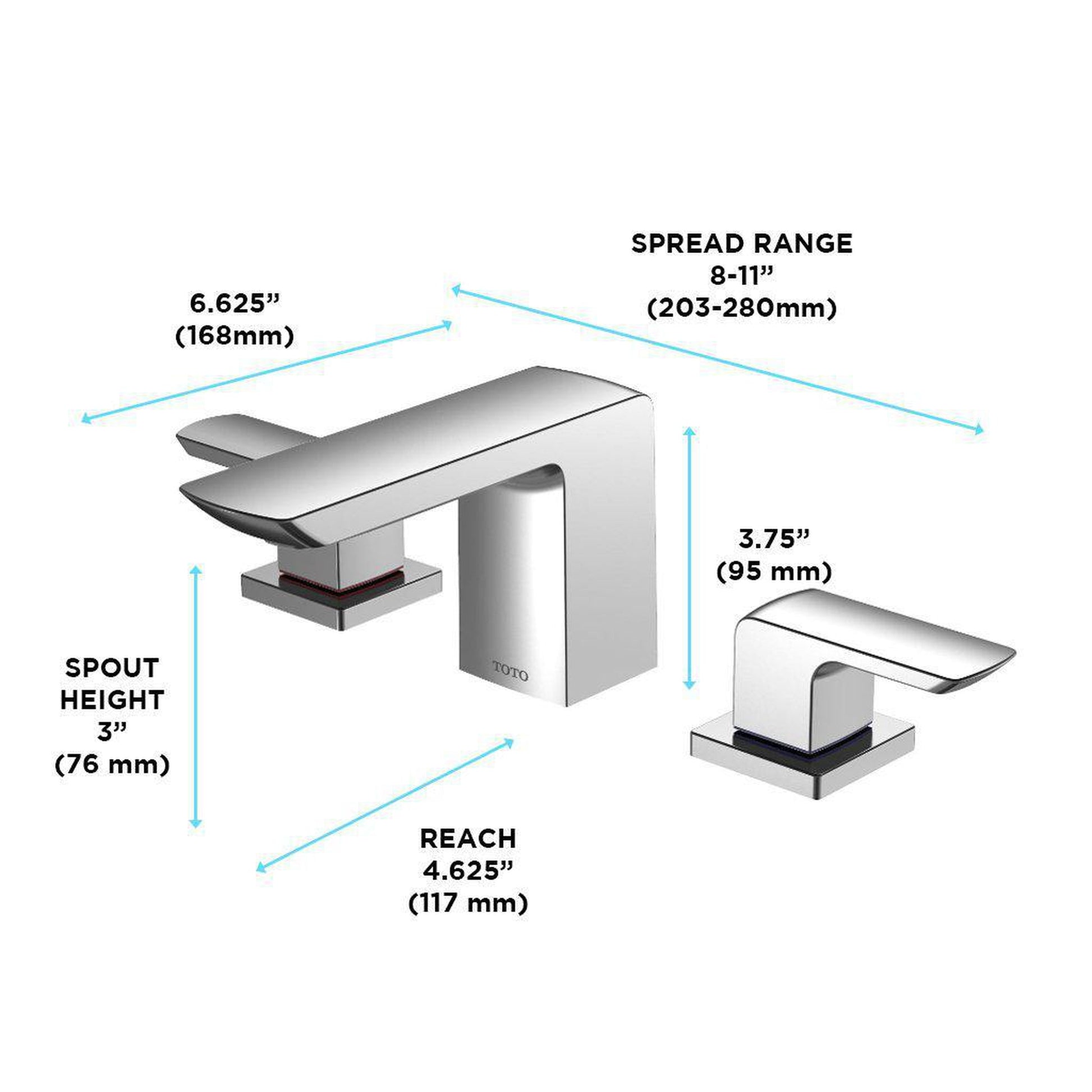 TOTO GR Polished Chrome 1.2 GPM Two-Handle Widespread Bathroom Sink Faucet With Drain Assembly